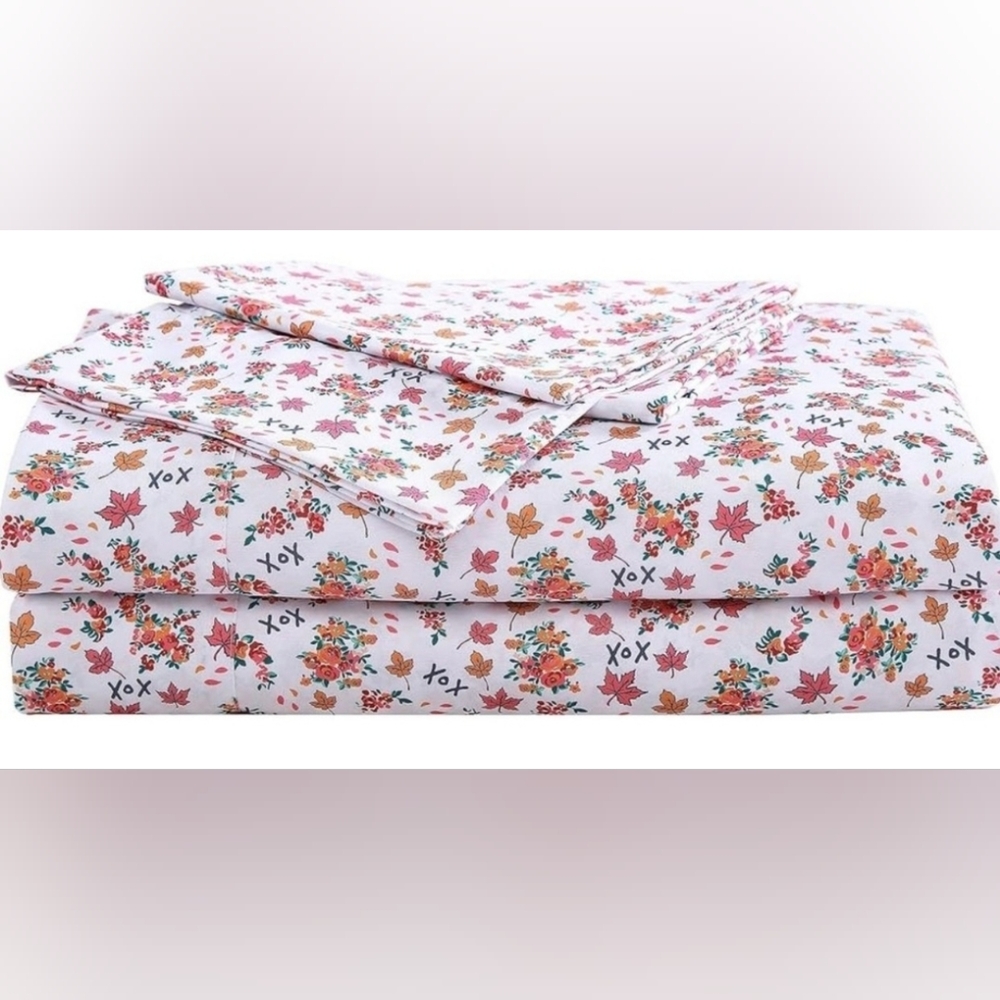 Betsey Johnson Fall Foliage King Sheet Set - Brand New - Picture 2 of 10
